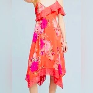 Asymmetrical Red Floral Dress